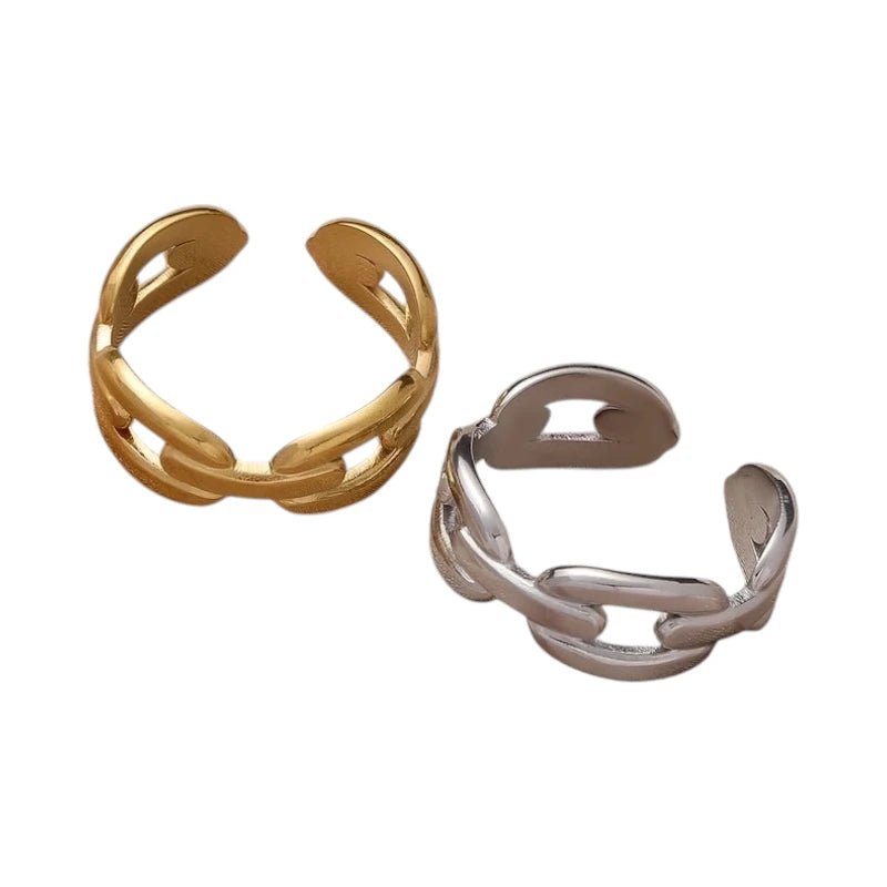 RVS Verstelbare Open Ring - Koffieboon Schakel - One Size - ring298 - 645 - Ringen kopen