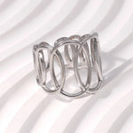 RVS Verstelbare Open Ring - Overlappende Ovalen - One Size - ring314 - 73894 - Ringen kopen# - Zilverkleur - alles - bali