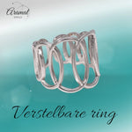 RVS Verstelbare Open Ring - Overlappende Ovalen - One Size - ring314 - 73894 - Ringen kopen# - Zilverkleur - alles - bali