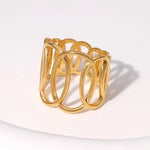 RVS Verstelbare Open Ring - Overlappende Ovalen - One Size - ring297 - 73902 - Ringen kopen