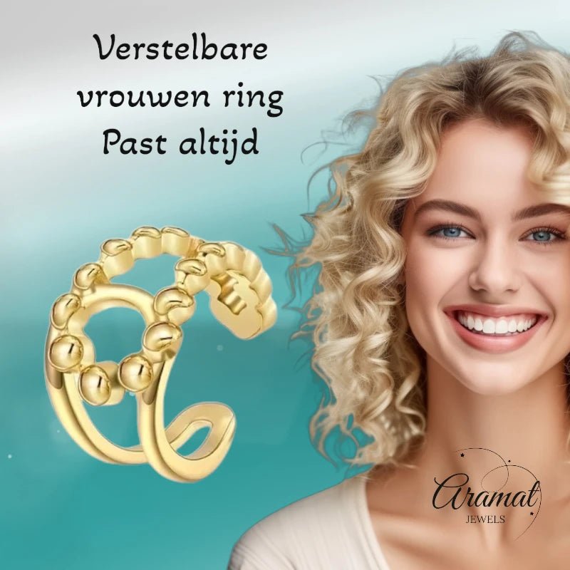 RVS Verstelbare Ring - Geknoopt Dot Motief - One Size - ring301 - 104809 - Ringen kopen