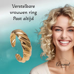 RVS Verstelbare Ring – Schuine Lijnen Motief – One Size - ring331 - 73904 - Ringen kopen# - Goudkleur - alles - cadeau