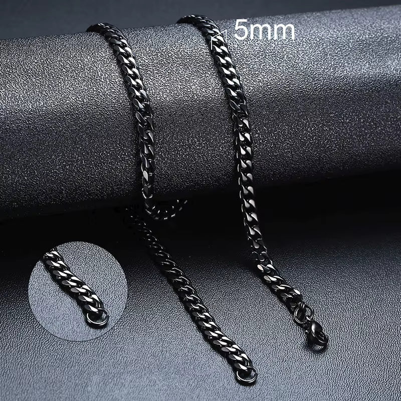 Black Cuban Link Chain Steel - Gourmet Link Tough Necklace
