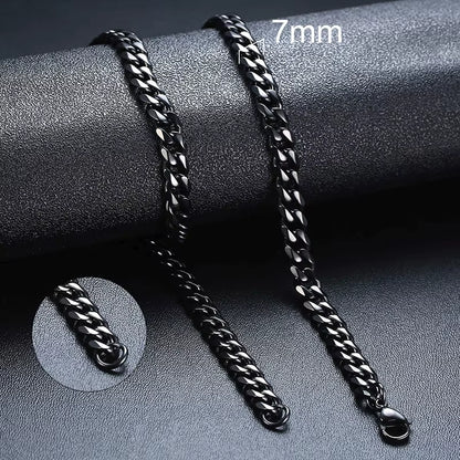 Black Cuban Link Chain Steel - Gourmet Link Tough Necklace