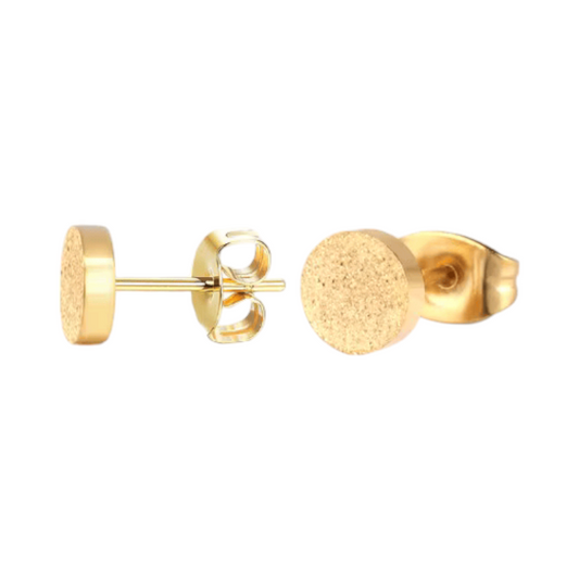 Gold-colored matte stud earrings 8 mm