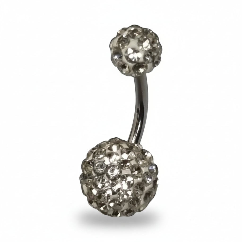 Shamballa Navelpiercing met Transparante kristallen - Aramat Jewels - RVS Sieraden - Piercings - cadeautip