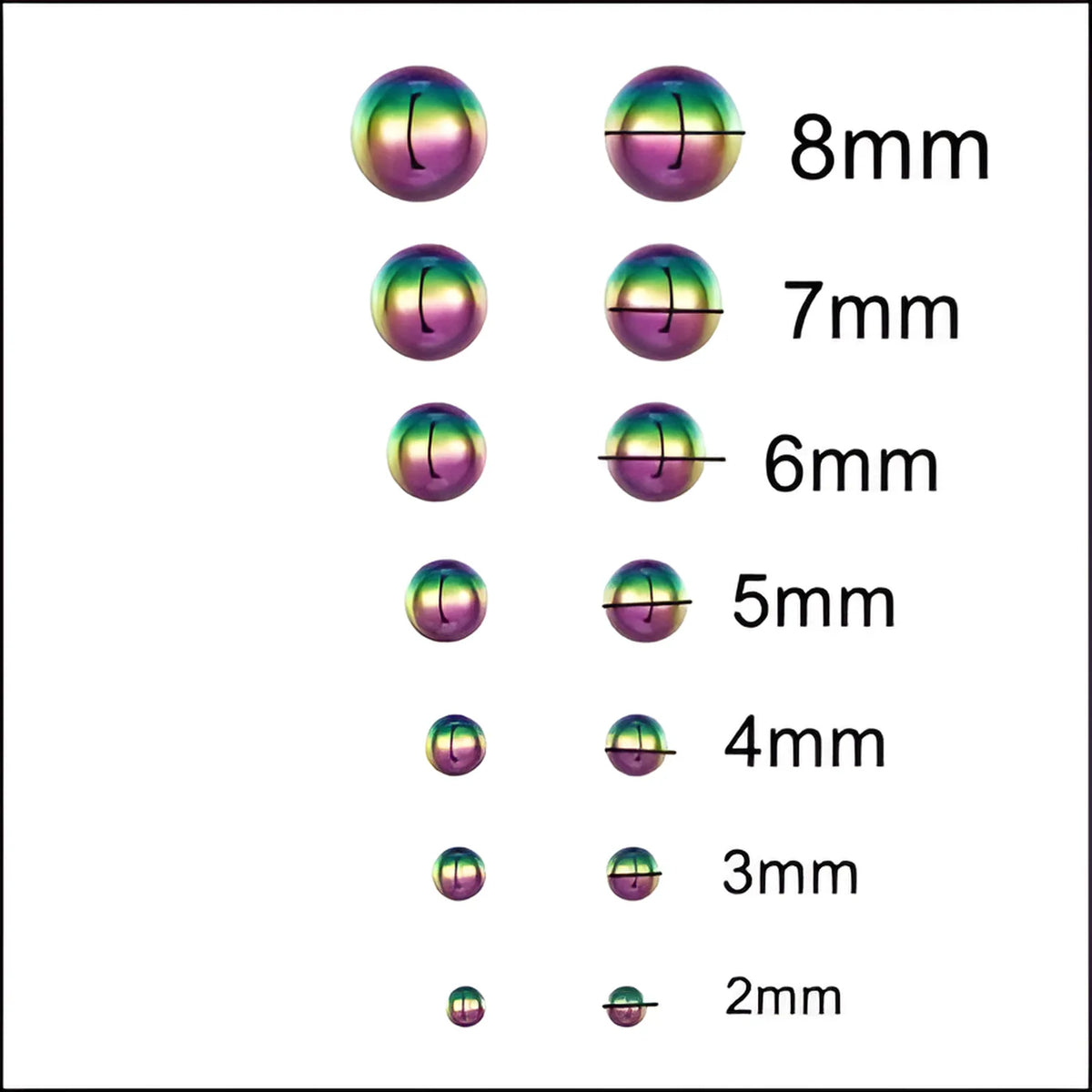 Stalen Bolletjes Oorbellen - Maten en Kleuren Multikleurig / 2 Mm