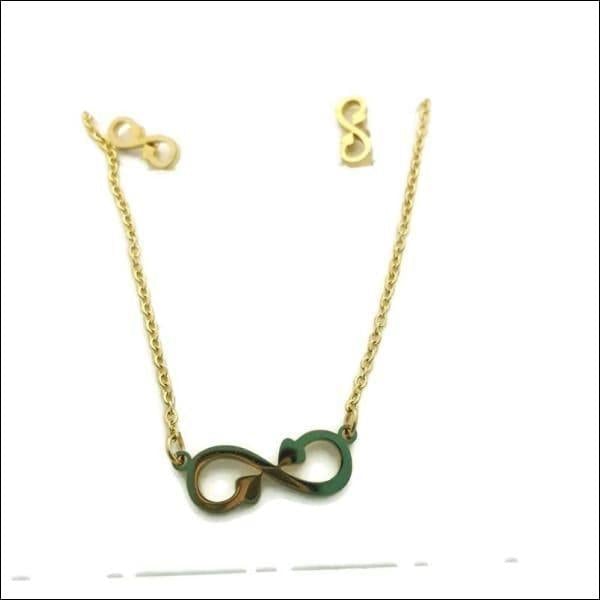 Gouden Ketting Met Hartvormige Hanger - Sieradenset Oorbellen En Ketting Infinity Goudkleurig Dames.