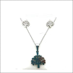 Ketting Met Kruis En Bloemen - Sieradenset Levensboom.