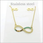 Gouden Ketting Met Groene Steen: Sieradenset Oorbellen En Ketting Infinity Sandblast.