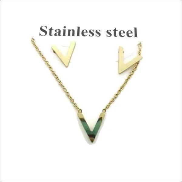 Gouden Ketting Met Groene Pijl - Sieradenset Oorbellen En Ketting v Bar Goudkleurig Dames