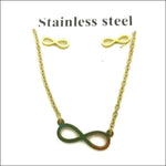 Ketting Met Gouden Ketting En Groen Infinity Symbool In Sieradenset.