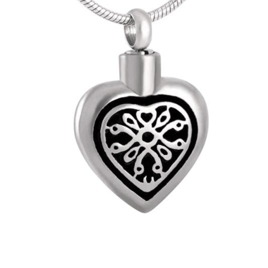Sierlijk Keltisch as - hartje staal met zwart emaille - Aramat Jewels - Gedenkhangers - cadeautip
