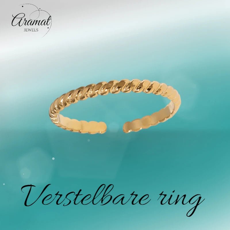 Smalle Damesring met Streepjes Motief | RVS - ring379 - Ringen kopen# - Goudkleur - alles - boho