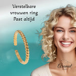 Smalle Damesring met Streepjes Motief | RVS - ring379 - Ringen kopen# - Goudkleur - alles - boho