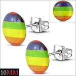 Stoere Stalen Logo Oorknoppen - Trendy Oorbellen 10mm / Gay Pride-regenboog