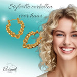 Stainless steel druppelvormige oorringen met hartjesmotief - oor6405 - 792418 - Oorringen kopen# - 26mm - alles - cadeau