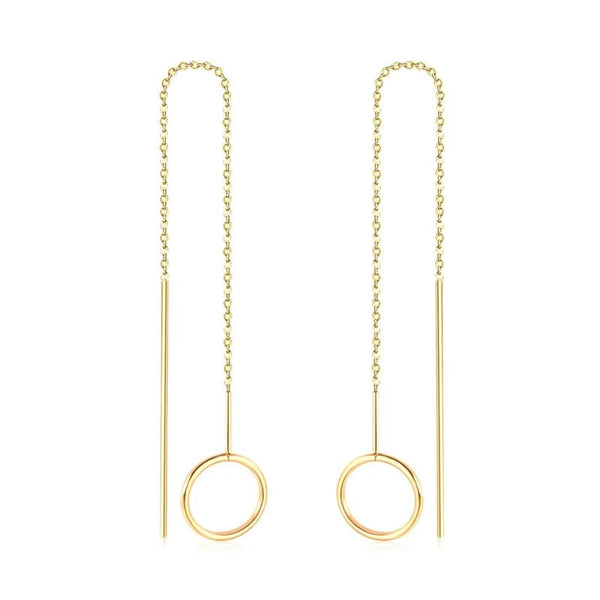Stainless Steel Oorbellen met ketting open cirkel