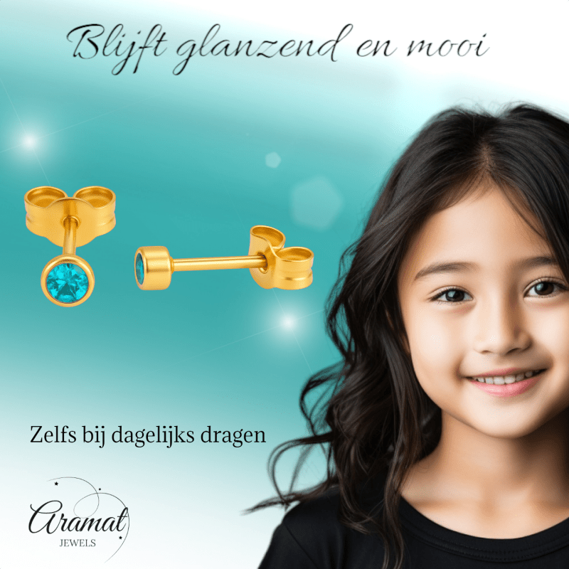 Stalen Aqua Blauwe Kristal Oorbellen 3mm - oor592 - XE38689 - Oorbellen kopen# - 3mm - alles - Aqua Blauw