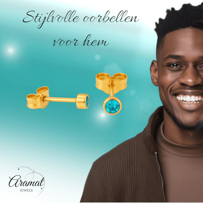 Stalen Aqua Blauwe Kristal Oorbellen 3mm - oor592 - XE38689 - Oorbellen kopen# - 3mm - alles - Aqua Blauw