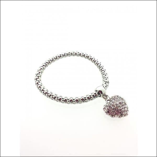 Armband Met Roze Steen: Stalen Popcorn Armband Hart Kristal