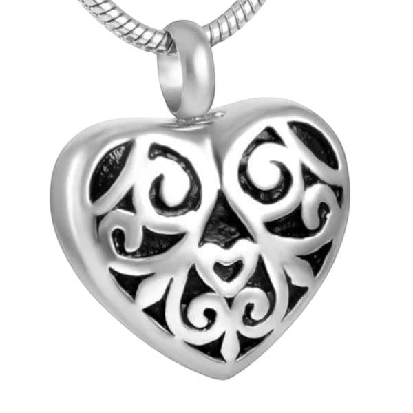 Stalen as - hartje met zwarte emaille versiering - Aramat Jewels - Gedenkhangers - cadeautip