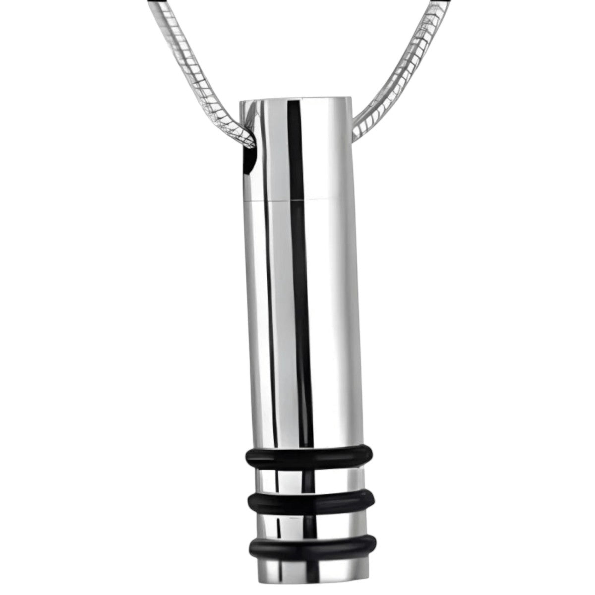 Stalen ashanger cilinder zwart gestreept 38x10mm - Aramat Jewels - Gedenkhangers - cadeautip