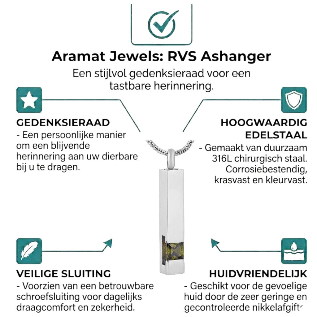 Een hanger met een groene steen in het midden
