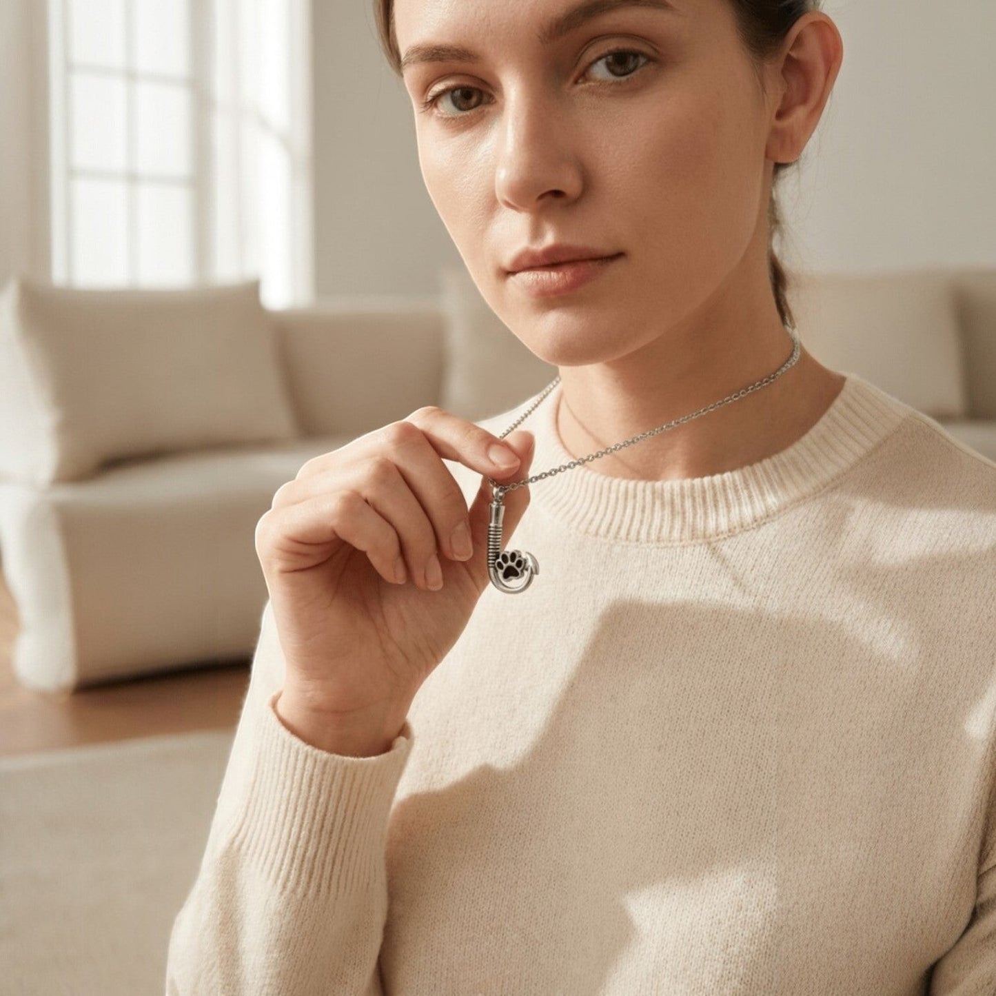Stalen Ashanger Vishaak met Pootje - Zilverkleur & Zwart - Aramat Jewels - Gedenkhangers - cadeautip