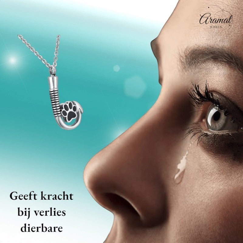 Stalen Ashanger Vishaak met Pootje - Zilverkleur & Zwart - hang585 - Gedenkhangers kopen# - 40mm - alles - ashangers