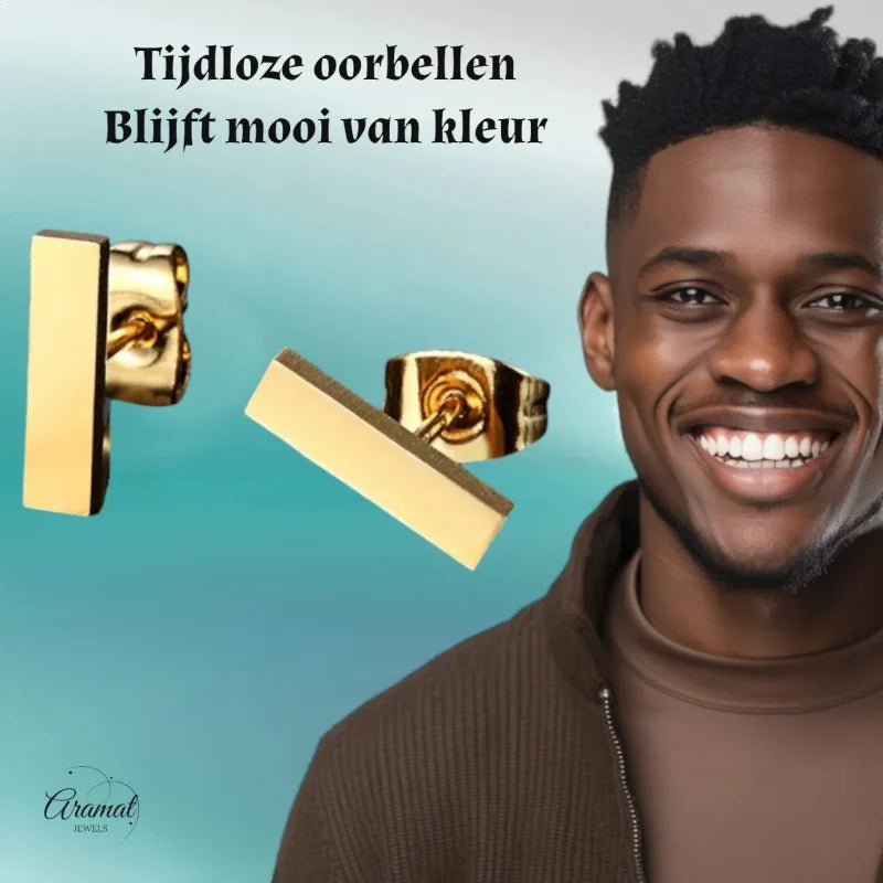 Gouden oorbellen.