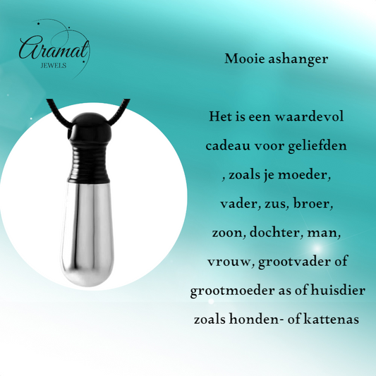 Two-tone steel tube ash pendant – black &amp; silver 38mm