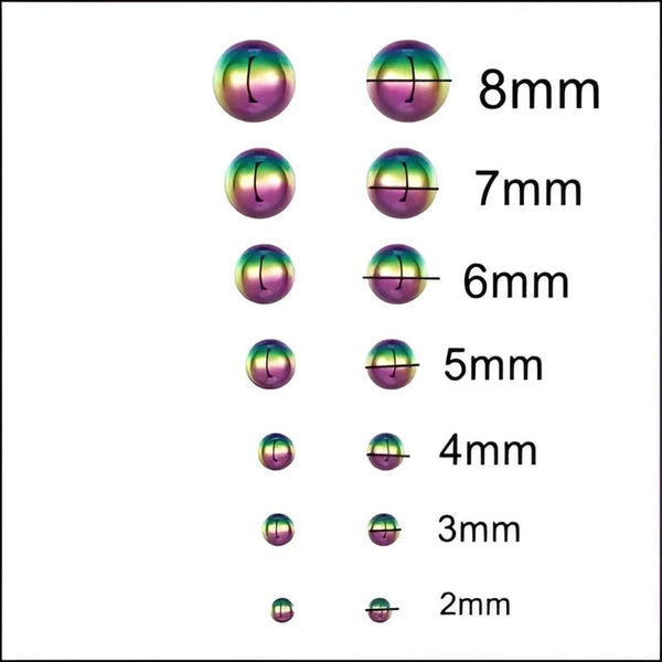 Stalen Bolletjes Oorbellen - Maten en Kleuren