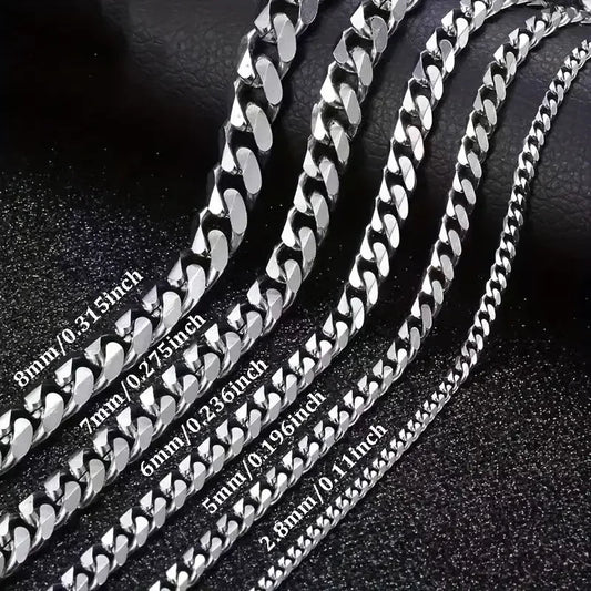 Steel Curb Gourmet Necklace Silver-Colored