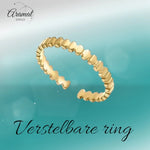 Stalen Damesring - Blokjesmotief - Verstelbaar - 3,5mm - RVS - ring365 - 104799 - Ringen kopen# - Goudkleur - alles - boho