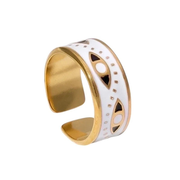 Stalen Damesring - Boze Oog - 8,5mm - Verstelbaar