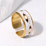 Stalen Damesring - Boze Oog - 8,5mm - Verstelbaar - ring374 - 73925 - Ringen kopen# - Goudkleur - alles - boho