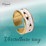 Stalen Damesring - Boze Oog - 8,5mm - Verstelbaar - ring374 - 73925 - Ringen kopen# - Goudkleur - alles - boho