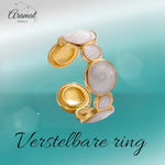 Stalen Damesring - Cirkelmotief - Parelmoer Emaille - 8mm - RVS - ring368 - 73921 - Ringen kopen# - Goudkleur - alles - boho