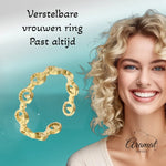 Stalen Damesring - Cirkelmotief - Verstelbaar - 4mm - RVS - ring361 - 104803 - Ringen kopen# - Goudkleur - alles - boho