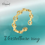 Stalen Damesring - Cirkelmotief - Verstelbaar - 4mm - RVS - ring361 - 104803 - Ringen kopen# - Goudkleur - alles - boho