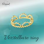 Stalen Damesring - Halve Maantjes - Verstelbaar - 5mm - RVS - ring363 - 104804 - Ringen kopen# - Goudkleur - alles - boho