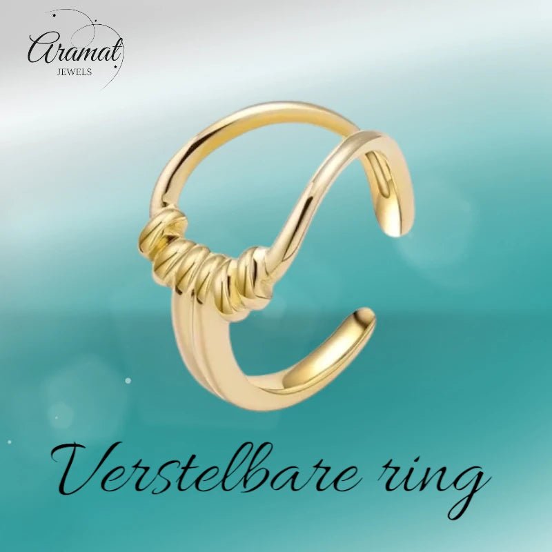 Stalen Damesring - Lusmotief - Verstelbaar - 14mm - RVS - ring367 - 104808 - Ringen kopen# - Goudkleur - alles - boho