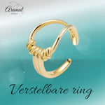 Stalen Damesring - Lusmotief - Verstelbaar - 14mm - RVS - ring367 - 104808 - Ringen kopen# - Goudkleur - alles - boho