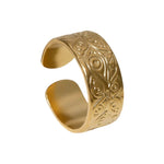 Stalen Damesring met Motief - Verstelbaar - 8mm - RVS - ring358 - 161692 - Ringen kopen# - Goudkleur - alles - boho