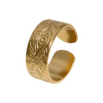 Stalen Damesring met Motief - Verstelbaar - 8mm - RVS - ring358 - 161692 - Ringen kopen# - Goudkleur - alles - boho