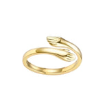 Stalen Damesring - Open Ring met Handen - 10mm - ring376 - 2989 - Ringen kopen# - Goudkleur - alles - boho