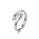 Stalen Damesring - Open Ring met Handen - 10mm - ring376 - 2989 - Ringen kopen# - Goudkleur - alles - boho