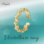 Stalen Damesring - Ovale Blokjes - Verstelbaar - 6mm - RVS - ring366 - 104796 - Ringen kopen# - Goudkleur - alles - blokjes