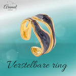 Stalen Damesring - Parelmoer - 14mm - Verstelbaar - ring373 - 73919 - Ringen kopen# - Grijs - alles - boho